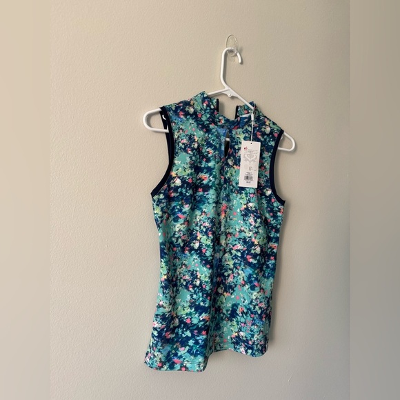 Lady Hagen Tops Floral Keyhole Sleeveless Golf Polo Size XS NWT - Picture 3 of 11
